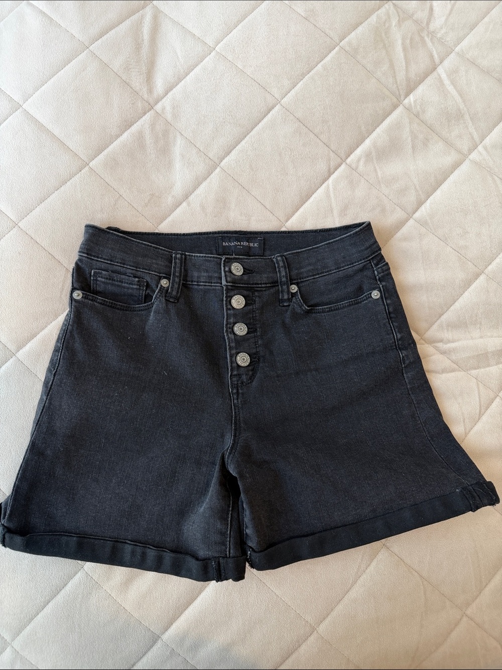 Madewell Black High-Rise Button-Fly Denim Shorts